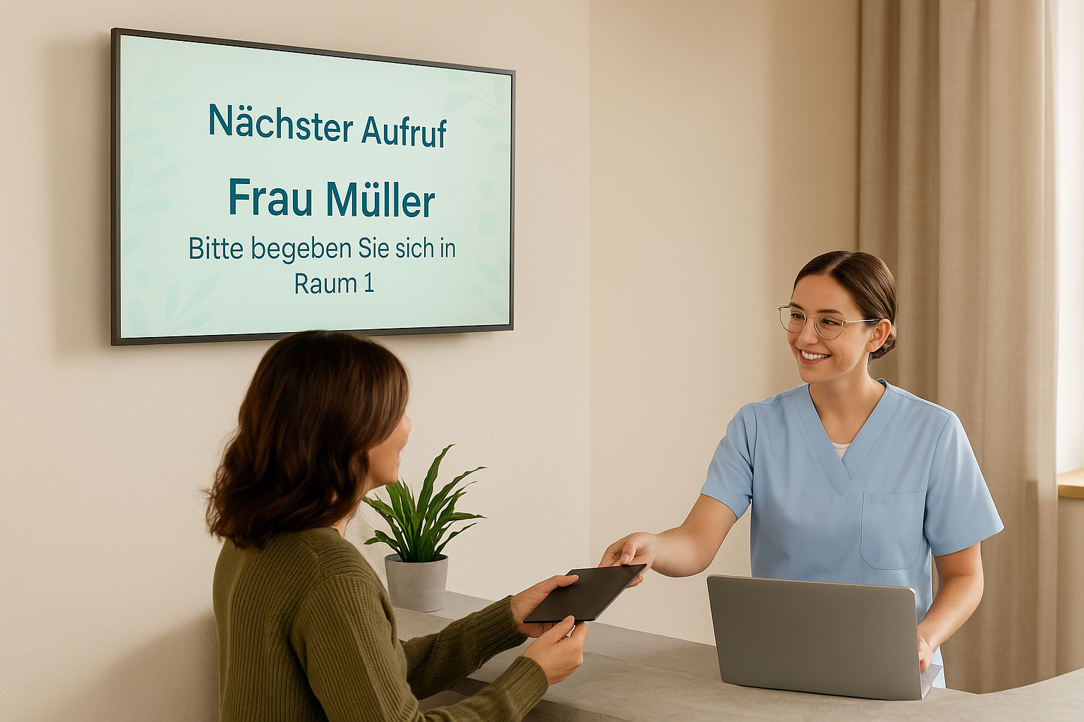 Wartezimmer mit Display